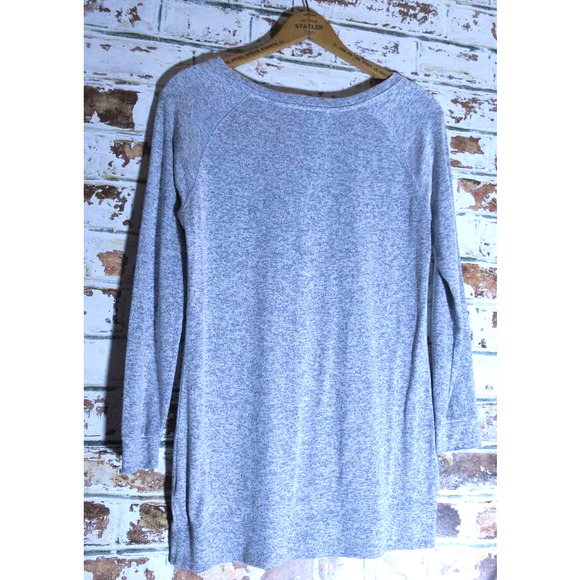 Athleta Luxe Pose Modal Blend Long Sleeve Round Neck Heathered Gray Tunic Top - Picture 7 of 7